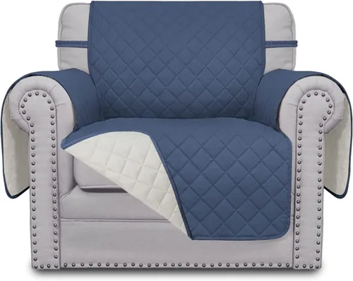 Miniatura 257 de Easy-Going - Funda para sofá, futón y sillón sin reposabrazos, reversible, resistente al agua, para mascotas y niños (azul oscuro/azul claro)