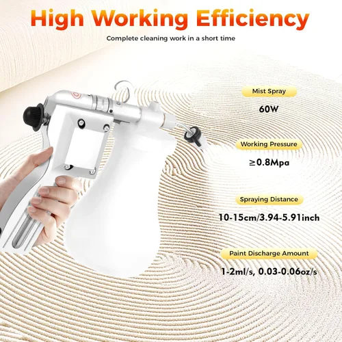 Miniatura 3 de Pistola de pulverización de limpieza textil Boquilla ajustable Spot 60W 110V Pistola de limpieza de alta presión para tejer, impresión, teñido