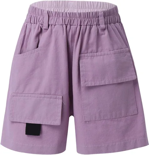 FEESHOW Pantalones cortos tipo cargo de algodón para niños y niñas, con bolsillos, deportivos, deportivos, casuales, con diseño de delfín