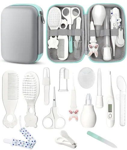 Kit de Cuidado y Aseo para Bebés, Kit de Cuidado de Seguridad para Recién Nacidos, con Cepillo y Peine, Cortauñas, Termómetro, Pinza para Chupete,
