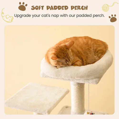Miniatura 5 de MWPO - Árbol para gatos, multiestructura para gatos grandes con postes rascadores de sisal, plataforma acolchada, hamaca y condominio, torre Beige