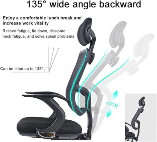 Miniatura 5 de High Back Office Desk Chair Executive Swivel Computer Chair Adjustable Height Ergonomic Gaming Chair with Lumbar Support and Breathable Mesh for