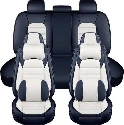 Miniatura 26 de Fundas de asiento para Chevrolet Chevy Aveo 2004-2011, funda de asiento de automóvil de piel sintética, compatible con bolsa de aire, protector