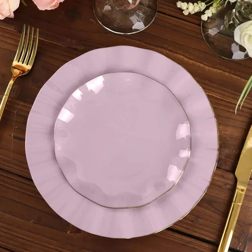 Miniatura 29 de Efavormart - Platos de cena de 11 pulgadas – Juego de 10 platos desechables redondos de plástico negro con borde dorado rizado – Vajilla elegante