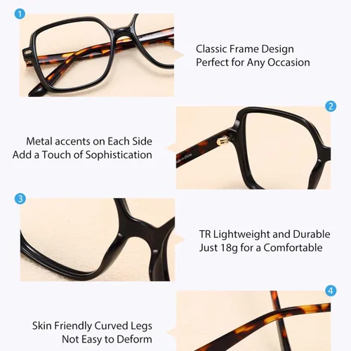 Miniatura 5 de Firmoo Lentes de bloqueo de luz azul para mujeres/hombres, antifatiga ocular, lentes de computadora con marco cuadrado