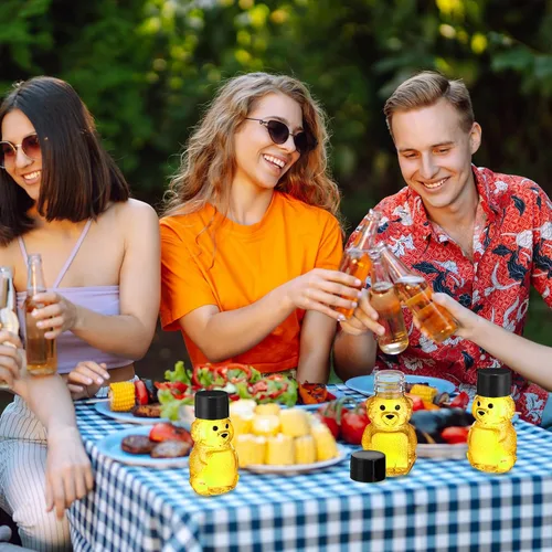 Miniatura 7 de Patelai 48 botellas de plástico de 2 onzas con osito de miel, recipientes de miel vacíos transparentes a granel, reutilizables, mini tarros