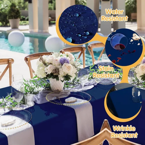 Miniatura 3 de BRILLMAX 6 Pack de Manteles Azul Marino para Mesas Rectangulares de 8 Pies 90 x 156 Pulgadas - 8 pies Mantel Rectangular a Granel de Lino
