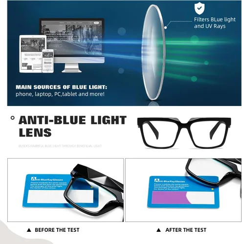 Miniatura 4 de Gafas de luz azul de gran tamaño para mujeres y hombres, ideales para el trabajo, juegos, televisión, protección UV antifatiga ocular