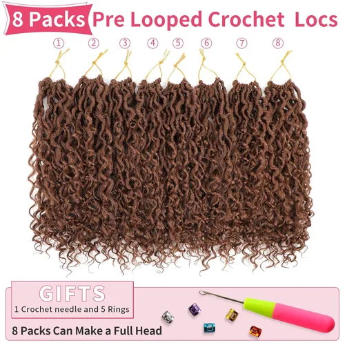 Miniatura 119 de Alicoco Goddess Locs Cabello de Ganchillo 12 Pulgadas 8 Paquetes Rastas Sintéticas de Ganchillo Para Mujeres Rastas Suaves Boho Pre-enrolladas River