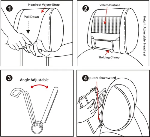 Miniatura 4 de Soporte para reposacabezas de coche en ángulo ajustable para reposacabezas de coche para tabletas de fuego de 7 a 10 pulgadas