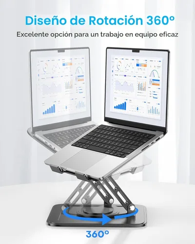 Miniatura 3 de LOXP Soporte ajustable para laptop, soporte para computadora con base giratoria de 360°, soporte ergonómico para computadora portátil para Negro