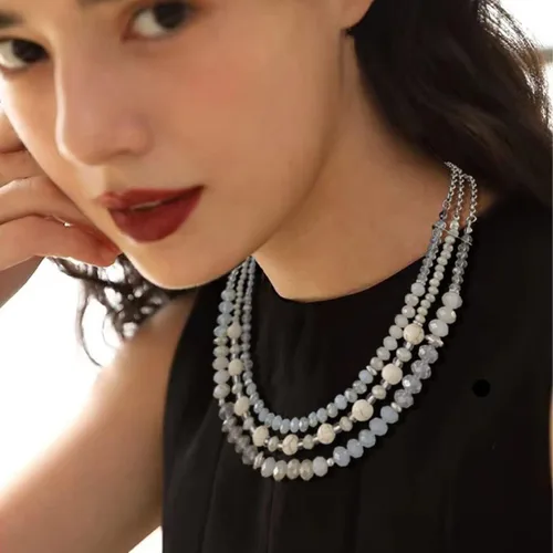 Miniatura 2 de Collar a capas con cristal para mujer, gargantilla con cadena de plata gruesa, regalo de cumpleaños para mujer