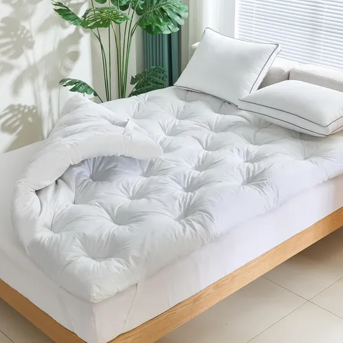Miniatura 2 de WhatsBedding 3 Inch Feather Bed Mattress Topper, Duck Feather Memory Foam Bed Topper, Soft Fluffy Supportive Pressure Relief Mattress, Twin Size, 39