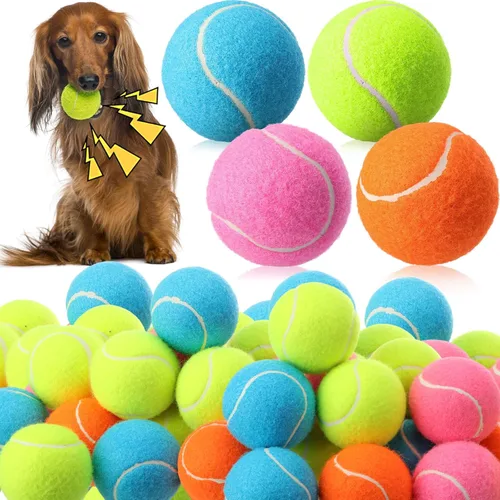 Miniatura 8 de Skylety 16 pelotas de tenis chirriantes de 2.5 pulgadas a granel para perros, pelotas de tenis flotantes, suministros de juego para perros, juguetes