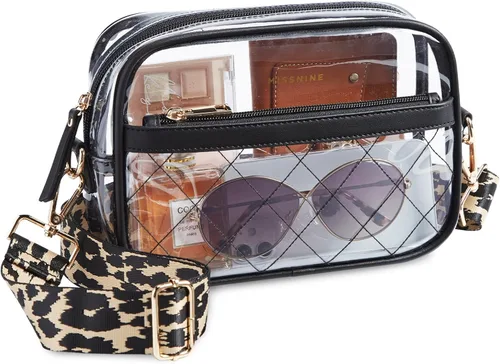 Miniatura 10 de Missnine Bolsa transparente para eventos de estadio, bolsa transparente acolchada para mujeres aprobada para estadio, bolsa cruzada de PVC