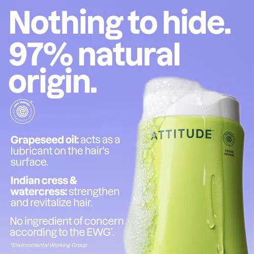 Miniatura 3 de ATTITUDE Champú Nutritivo para el Cabello, Verificado por EWG, Para Cabello Seco y Dañando, Ingredientes de Origen Natural, Vegano y a Base