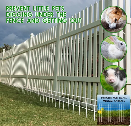 Miniatura 4 de Valla de barrera de animales sin excavación de 24 x 15 pulgadas, paquete de 10 vallas protectoras blancas con espacio de púas de 1.5 pulgadas