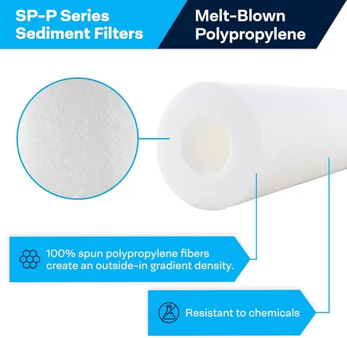 Miniatura 2 de SpiroPure SP-P10-20 20x2.5 Cartucho de filtro de agua de sedimento de polipropileno fundido fundido de 10 micrones SDC-25-2010 (caja de 20)