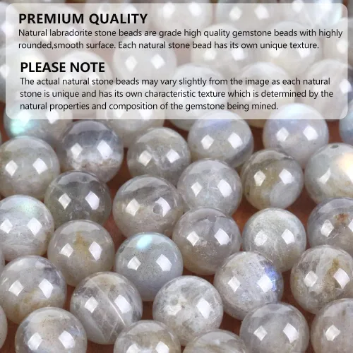 Miniatura 3 de 100 cuentas redondas sueltas de labradorita natural de 0.236 pulgadas para hacer joyas, collares, pulseras