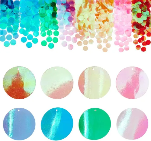 PH PandaHall Lentejuelas grandes de 8.47 oz para manualidades, 8 colores planos, redondos, lentejuelas sueltas de PVC y lentejuelas para bordados,
