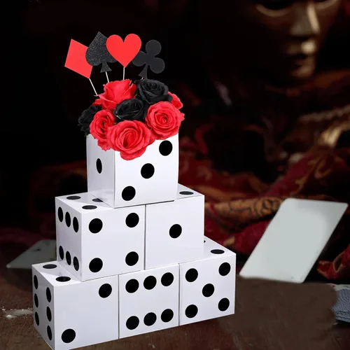Miniatura 7 de Sinmoe 6 cajas de regalo de dados blancos a granel de 7 x 7 x 7 pulgadas, caja de cartón de casino 3D, centros de mesa de dados para decoración