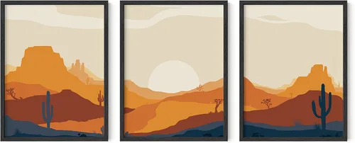 Miniatura 67 de HAUS AND HUES Arte de pared bohemia moderna de mediados de siglo - Arte boho, neutro, decoración de pared con sol (Marco negro, 12x16)