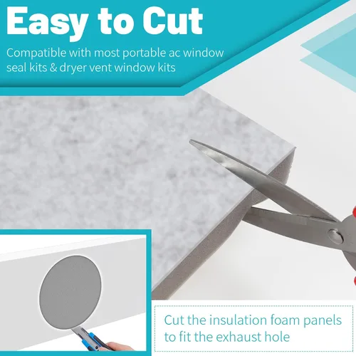Miniatura 7 de Paneles de espuma aislante de doble capa para aire acondicionado portátil, kit de ventilación de ventana, kit de ventana de ventilación de secadora