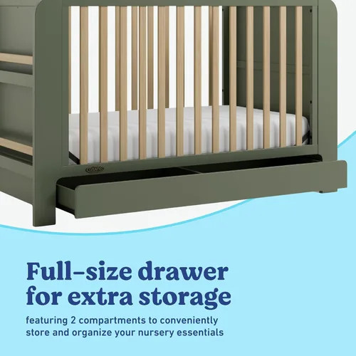Miniatura 6 de Graco Read-with-Me Cuna convertible 4 en 1 con cajón (Oliva con madera flotante) - Certificado GREENGUARD Gold Se convierte en cama infantil, cama