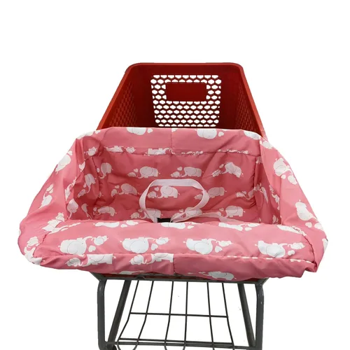 Miniatura 3 de Pozico Funda para Carrito de Compras para Bebé Niña o Niño, Lavable a Máquina/Portátil con Bolsa de Transporte - Elefante Rosa Blanco Elefante