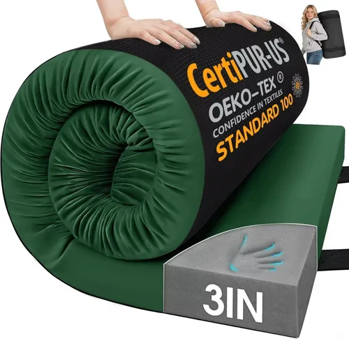 Miniatura 11 de CYMULA Almohadilla de Colchón de Espuma Viscoelástica para Acampar, Almohadilla para Dormir de 3 Pulgadas para Acampar, Base Antideslizante Inferior