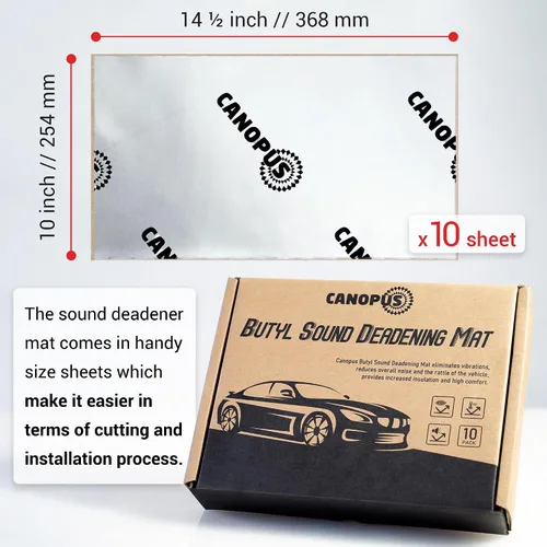 Miniatura 7 de CANOPUS Alfombrilla de amortiguación de sonido para automóvil, 80 mil, 10 pies cuadrados, amortiguador de sonido de butilo para maletero, puertas