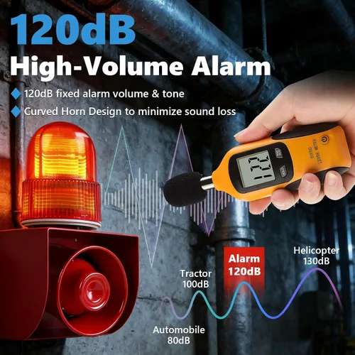 Miniatura 2 de Alarma de sirena industrial de 120 dB Alarma de exterior IP65 con potente luz estroboscópica para maquinaria, intrusos, negocios, almacén