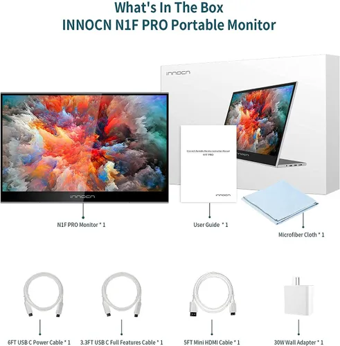 Miniatura 6 de INNOCN Monitor portátil para computadora portátil, pantalla táctil de 15.6 pulgadas, 1080P, HDMI, USB C, pantalla externa de computadora, ultra