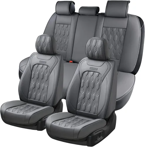 Miniatura 25 de Coverado Juego Completo de Fundas de Asiento de Automóvil, Fundas de Asiento de Cuero de Lujo para Delantero y Trasero, Fundas de Asiento En