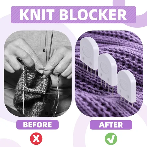 Miniatura 4 de Kit de 20 bloqueadores y pasadores de punto, peines de bloqueo de punto para bloquear tejer, ganchillo, encaje o proyectos de costura, dispositivo