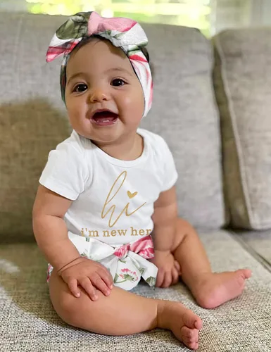 Miniatura 3 de Ropa para bebé recién nacida, conjunto de mameluco de arcoíris, conjunto corto de verano para hermana pequeña, 3 piezas