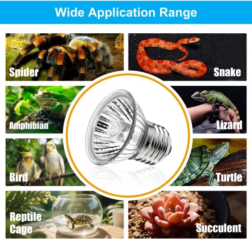 Miniatura 6 de DaToo Lámpara de calor para reptiles, luz de calefacción de tortuga, 4 unidades, 50 W, UVA UVB, bombilla de calor, luz solar simulada, lámpara