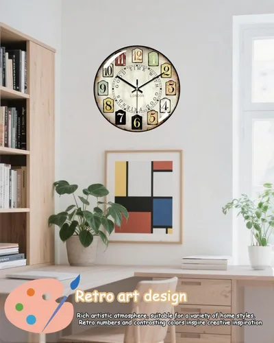 Miniatura 4 de Relojes de pared decorativos que funcionan con pilas, reloj de pared retro con esfera de cristal, esfera de 12 pulgadas con números romanos