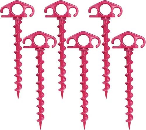 Miniatura 26 de Estacas de Anclaje para Tienda de Campaña Atornillables, Paquete de 6 Estacas de Arena para Playa de 9.4 Pulgadas, Clavijas Espirales Resistentes