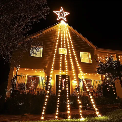 Miniatura 2 de LIGHTSHARE Guirnalda de luces de estrella de 750 LED de 245 pies, color blanco cálido, 8 modos de 30 V enchufables con control remoto para el hogar