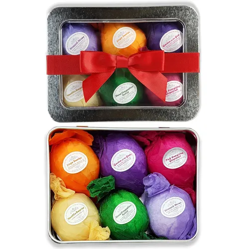 Bombas de baño set de regalo para el día de la madre - Fabricadas en EE.UU. - 6 pastillas efervescentes de aceites esenciales naturales ultra