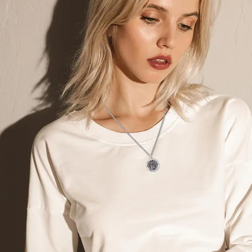 Miniatura 181 de Collar con colgante de plata de ley 925 con medalla de San Patrón, joyería religiosa para hombres y mujeres, con cadena de acero inoxidable 316L