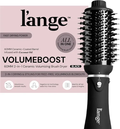 L'ANGE HAIR VolumeBoost 60mm 2-en-1 Cepillo Secador Voluminizador Cerámico | Secado Rápido y Estilo para Peinados Voluminosos Sin Frizz | Barril