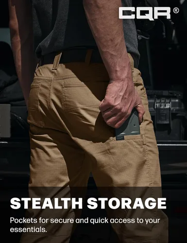 Miniatura 168 de CQR – Pantalones tácticos elásticos tipo cargo para hombre, resistentes al agua, de tela ripstop (antidesgarros), ligeros, ideales para uso diario