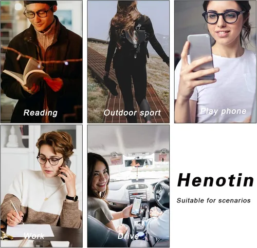 Miniatura 8 de Henotin Paquete de 3 lentes de lectura con bloqueo de luz azul, lectores de computadora con bisagra de resorte para hombres y mujeres, anteojos