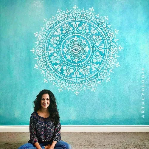 Miniatura 3 de Plantilla de mandala prosperidad reutilizable para paredes; puedes hacerlo tú mismo; decoración moderna para pared fácil y divertida