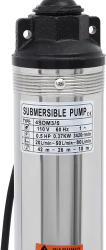 Miniatura 3 de SCITOO Bomba de agua de pozo profundo Bomba de pozo sumergible (1/2 HP, 25GPM, cabeza de 164 pies, 110 V, acero inoxidable), adaptador de manguera