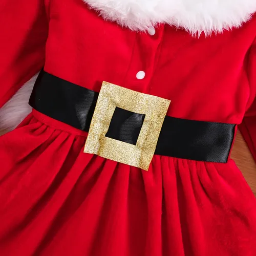 Miniatura 8 de Vestido de Navidad para niña pequeña, ropa de manga larga, color rojo, Papá Noel, princesa, fiesta, cosplay, vestidos para la cabeza