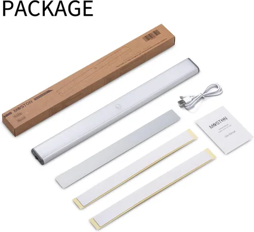 Miniatura 9 de MOSTON Luces de armario recargables superbrillantes 78 LED con sensor de movimiento, iluminación nocturna para armario de cocina, debajo