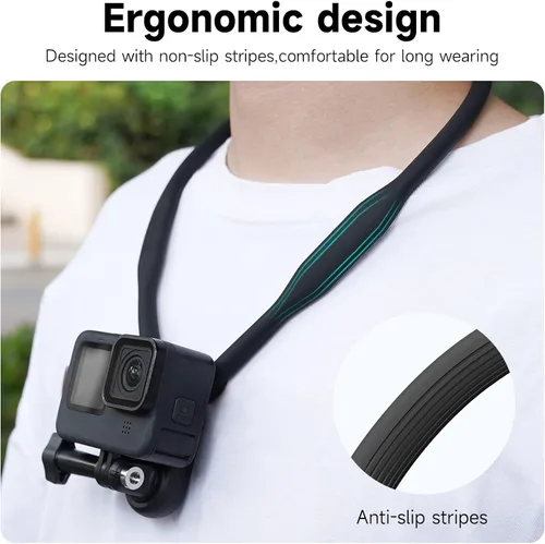 Miniatura 4 de TELESIN Soporte de collar con soporte para cuello SE para GoPro, cabeza pecho hombro POV selfie adjuntar para Go Pro Hero 13 Hero 12 11 10 9 8 7